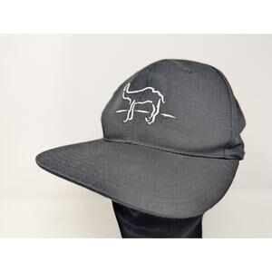 Vintage Camel Black Hat Cap Snap Back Cigarettes Silver/White Logo Advertising